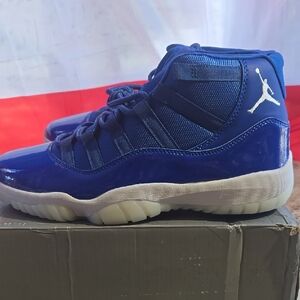 Jordan Blue and White Athletic Shoes with Iconic Silhouette